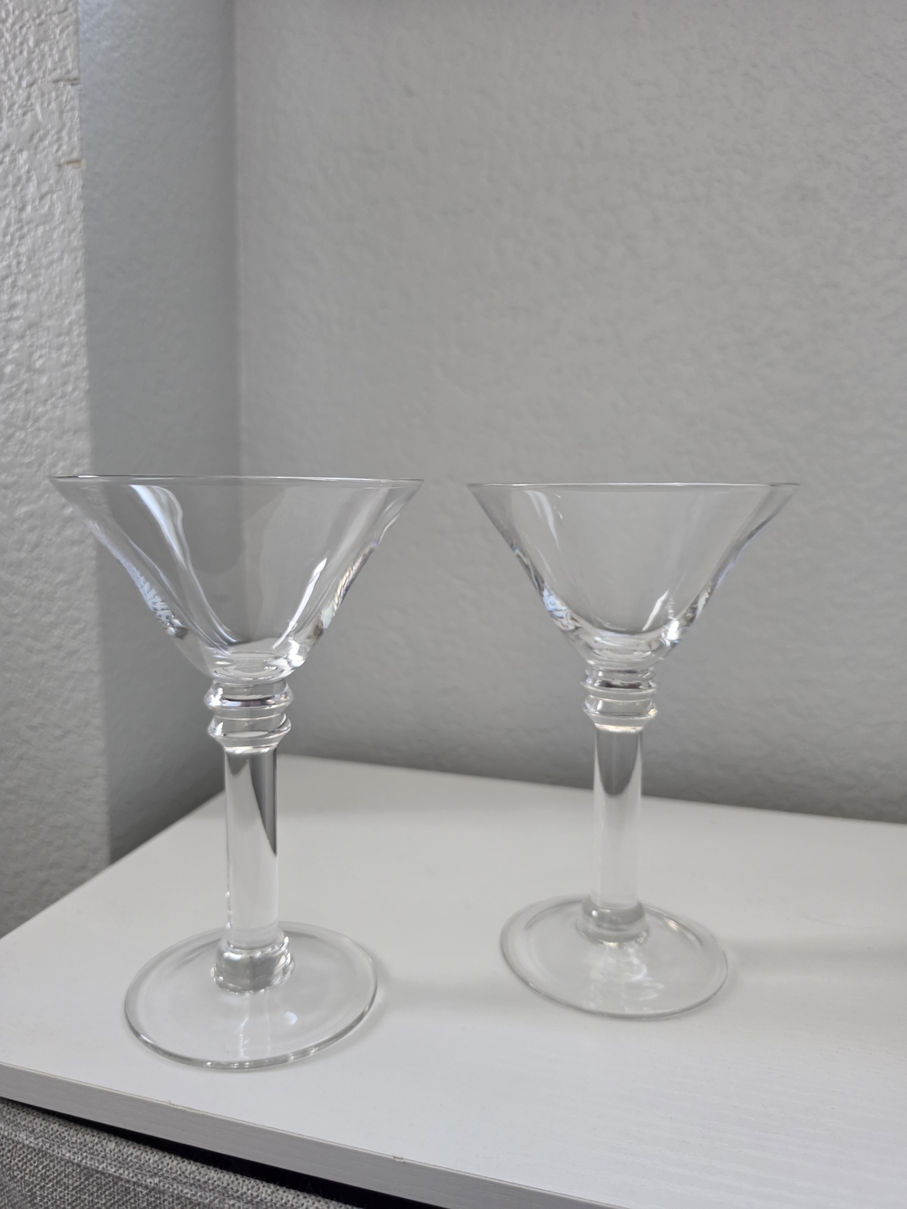 Clear Vintage Handblown Martini Glasses - Set of 2